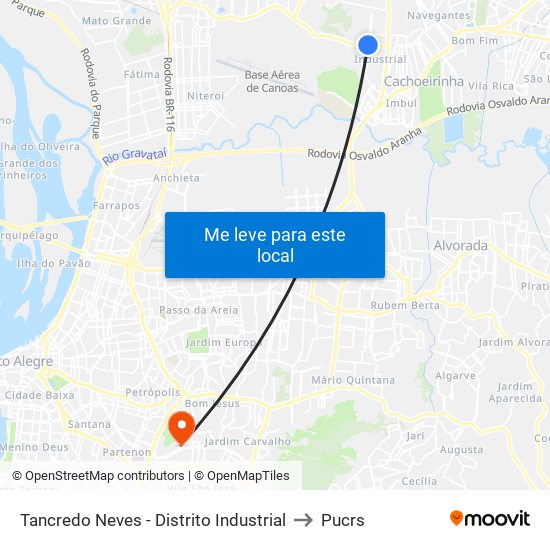 Tancredo Neves - Distrito Industrial to Pucrs map