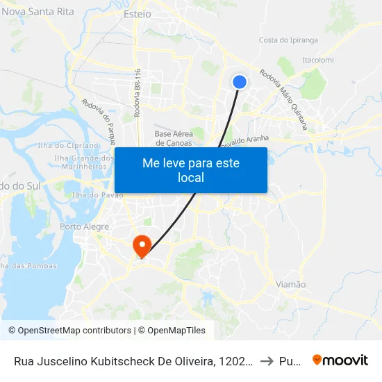 Rua Juscelino Kubitscheck De Oliveira, 1202-1230 to Pucrs map