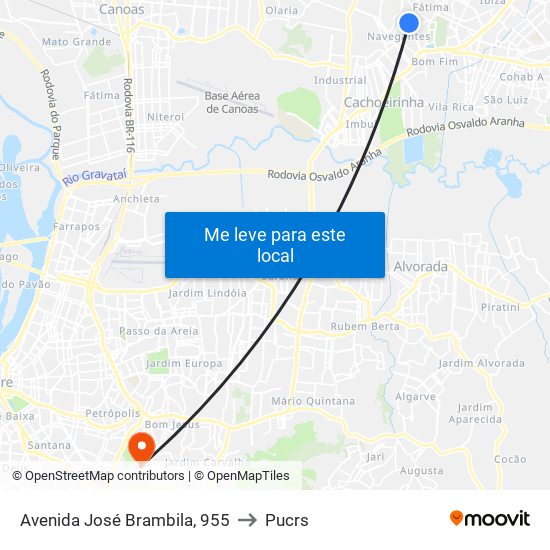 Avenida José Brambila, 955 to Pucrs map