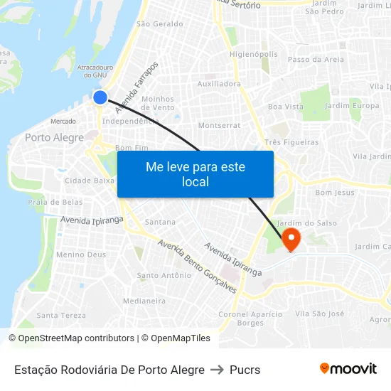 Estação Rodoviária De Porto Alegre to Pucrs map