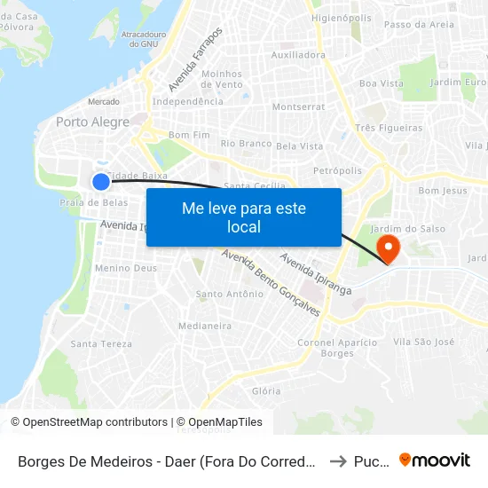 Borges De Medeiros - Daer (Fora Do Corredor) to Pucrs map