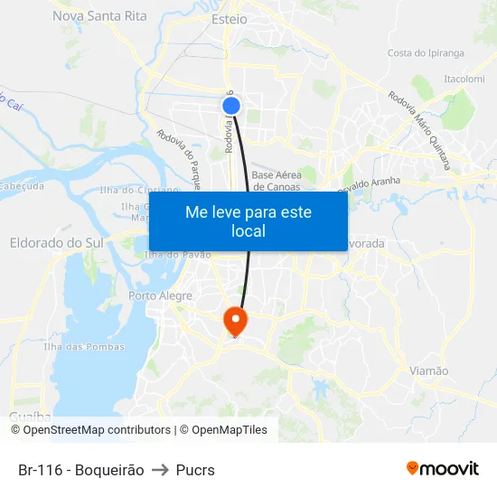 Br-116 - Boqueirão to Pucrs map