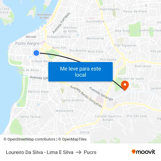 Loureiro Da Silva - Lima E Silva to Pucrs map