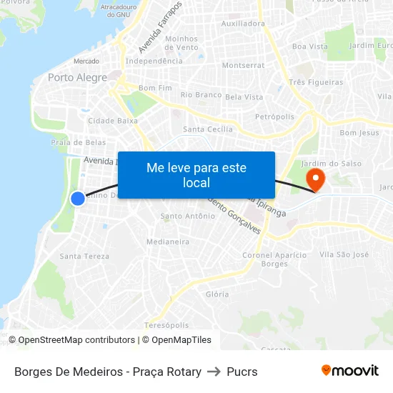 Borges De Medeiros - Praça Rotary to Pucrs map