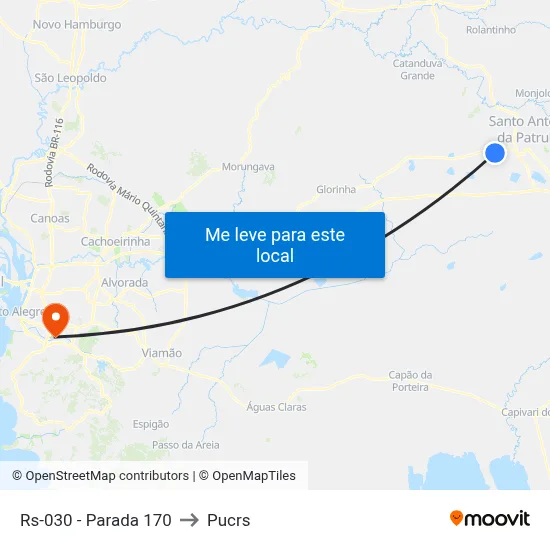 Rs-030 - Parada 170 to Pucrs map