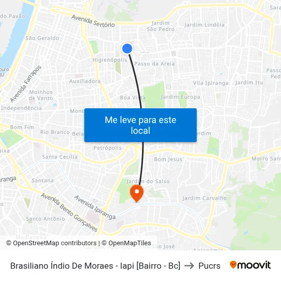 Brasiliano Índio De Moraes - Iapi [Bairro - Bc] to Pucrs map