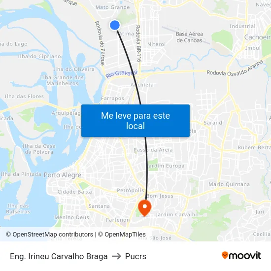 Eng. Irineu Carvalho Braga to Pucrs map