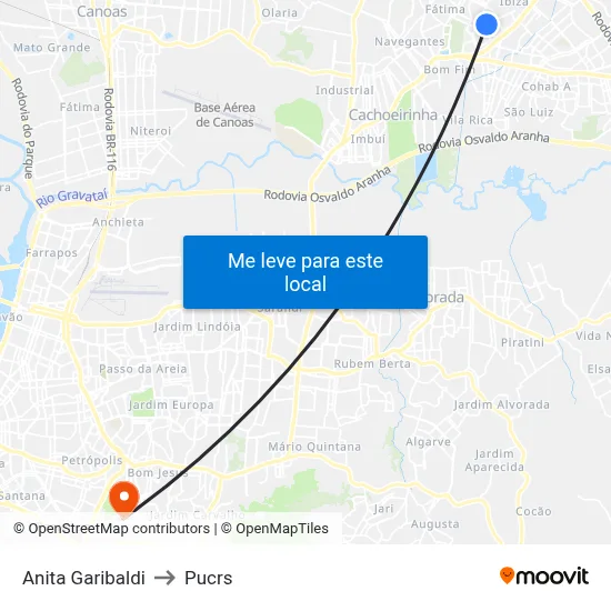 Anita Garibaldi to Pucrs map