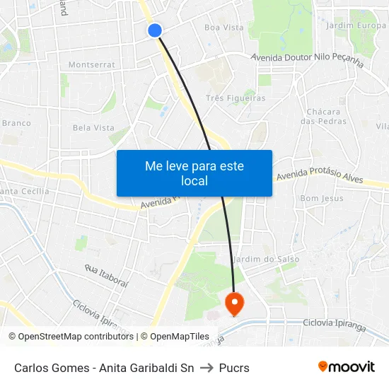 Carlos Gomes - Anita Garibaldi Sn to Pucrs map