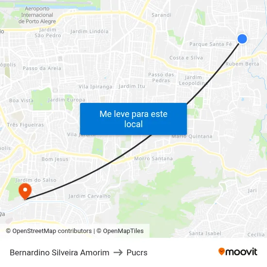 Bernardino Silveira Amorim to Pucrs map