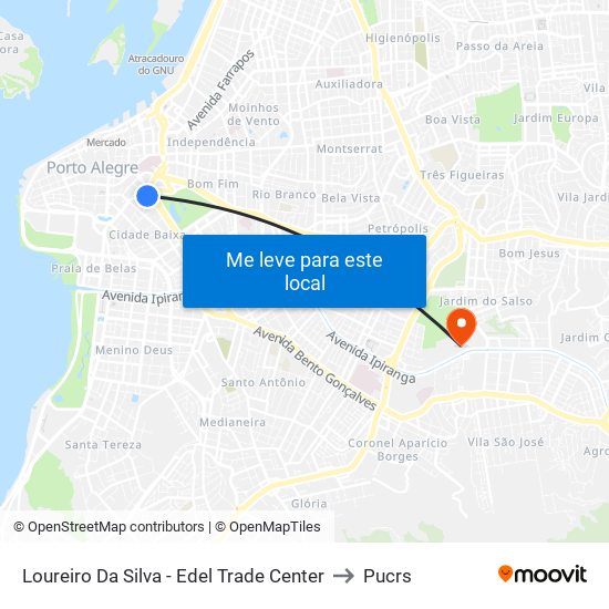 Loureiro Da Silva - Edel Trade Center to Pucrs map