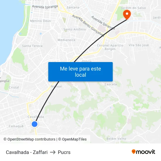 Cavalhada - Zaffari to Pucrs map