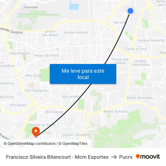 Francisco Silveira Bitencourt - Mcm Esportes to Pucrs map