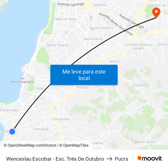 Wenceslau Escobar - Esc. Três De Outubro to Pucrs map