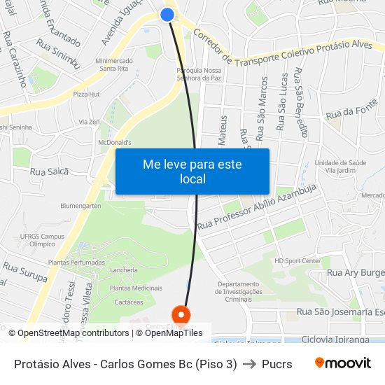 Protásio Alves - Carlos Gomes Bc (Piso 3) to Pucrs map