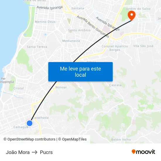 João Mora to Pucrs map