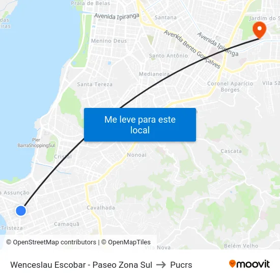 Wenceslau Escobar - Paseo Zona Sul to Pucrs map
