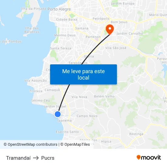 Tramandaí to Pucrs map