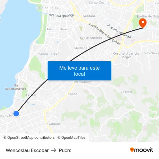 Wenceslau Escobar to Pucrs map