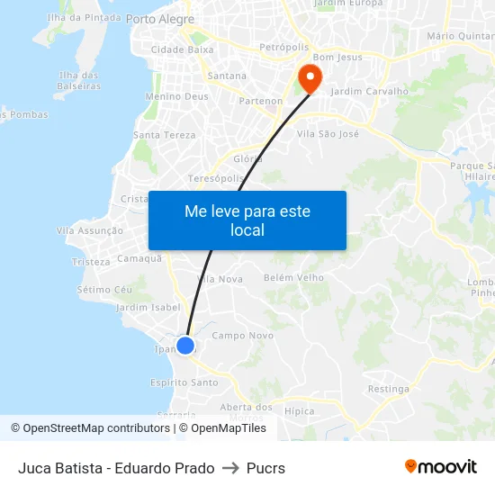 Juca Batista - Eduardo Prado to Pucrs map