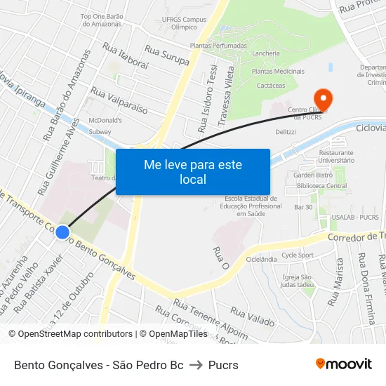 Bento Gonçalves - São Pedro Bc to Pucrs map