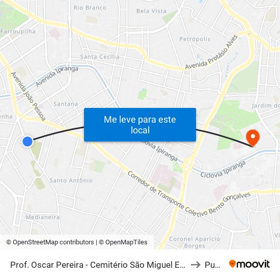 Prof. Oscar Pereira - Cemitério São Miguel E Almas to Pucrs map