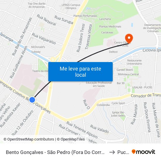 Bento Gonçalves - São Pedro (Fora Do Corredor) to Pucrs map