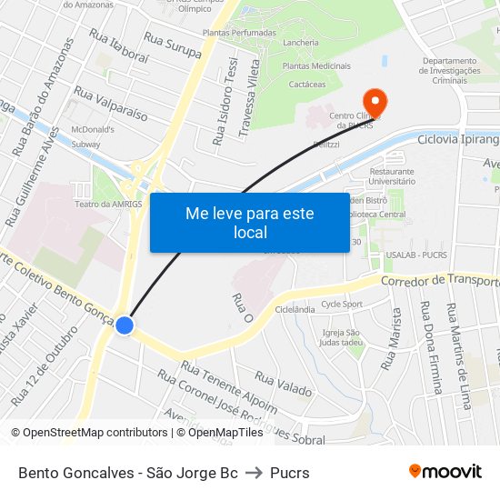 Bento Goncalves - São Jorge Bc to Pucrs map