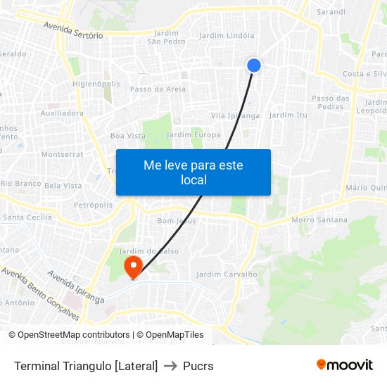 Terminal Triangulo [Lateral] to Pucrs map