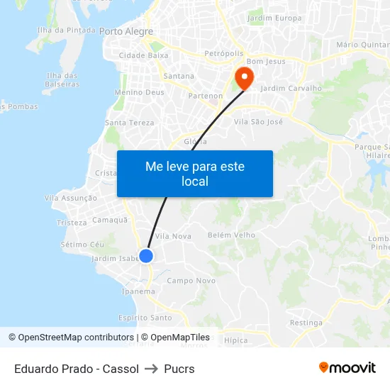 Eduardo Prado - Cassol to Pucrs map