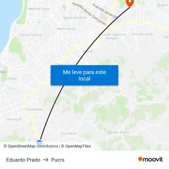 Eduardo Prado to Pucrs map