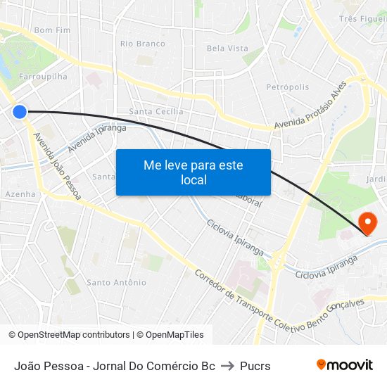 João Pessoa - Jornal Do Comércio Bc to Pucrs map
