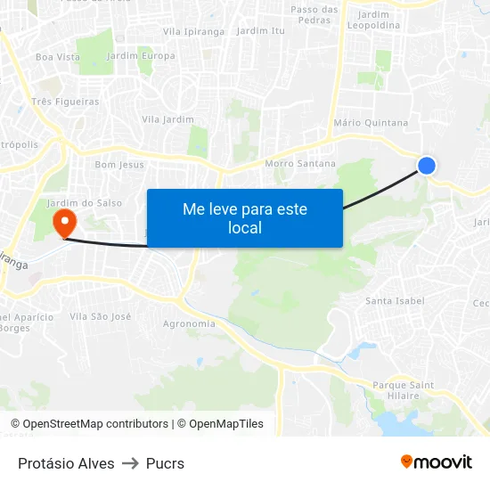 Protásio Alves to Pucrs map