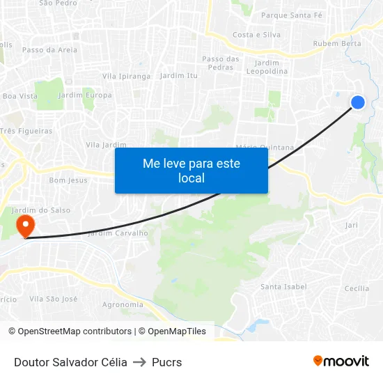 Doutor Salvador Célia to Pucrs map