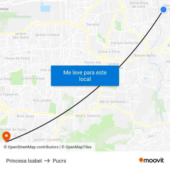 Princesa Isabel to Pucrs map