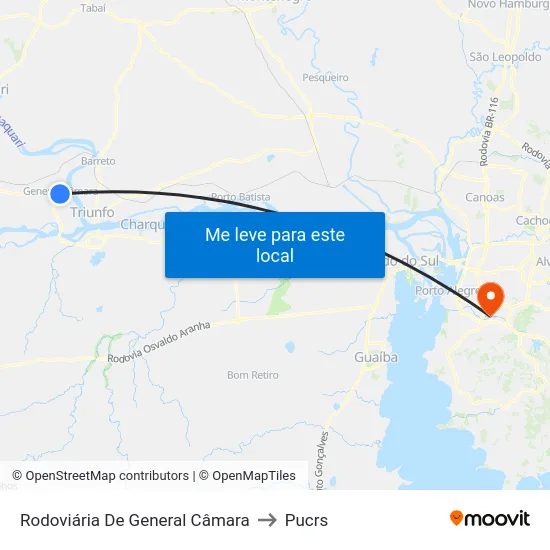 Rodoviária De General Câmara to Pucrs map