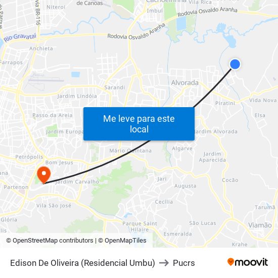 Edison De Oliveira (Residencial Umbu) to Pucrs map