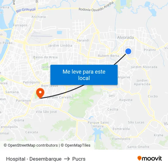 Hospital - Desembarque to Pucrs map