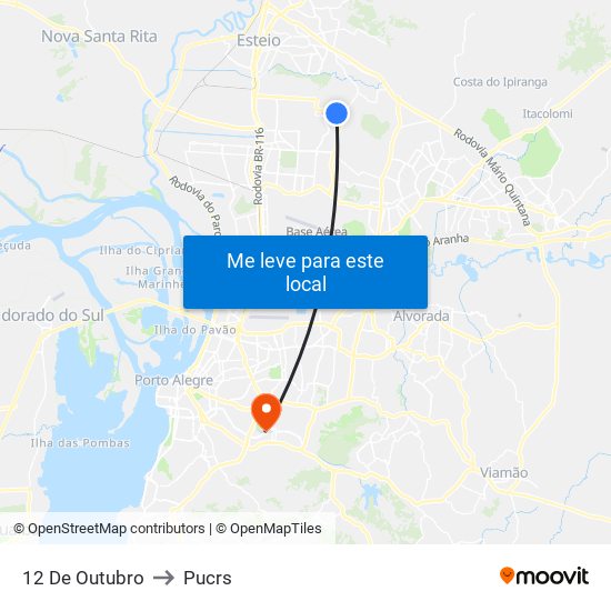 12 De Outubro to Pucrs map