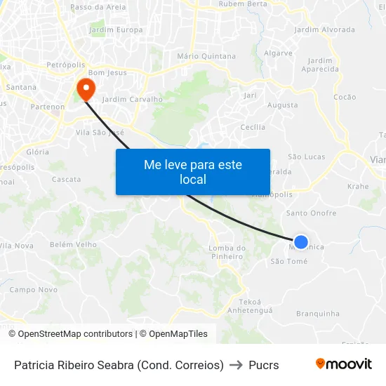 Patricia Ribeiro Seabra (Cond. Correios) to Pucrs map