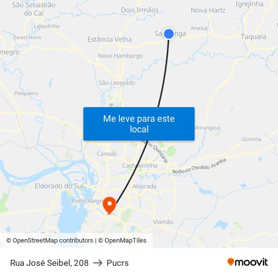 Rua José Seibel, 208 to Pucrs map