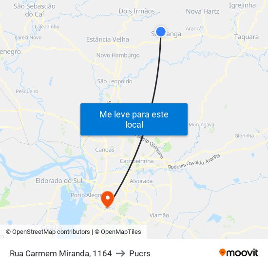 Rua Carmem Miranda, 1164 to Pucrs map