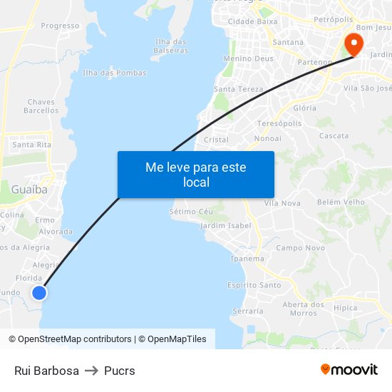 Rui Barbosa to Pucrs map