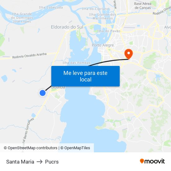 Santa Maria to Pucrs map