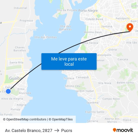 Av. Castelo Branco, 2827 to Pucrs map