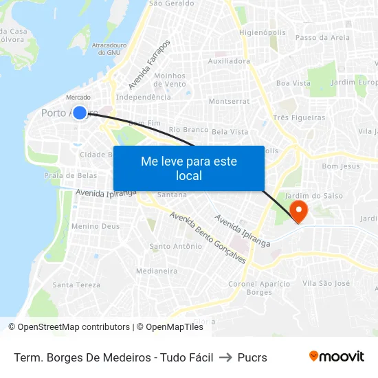 Term. Borges De Medeiros - Tudo Fácil to Pucrs map