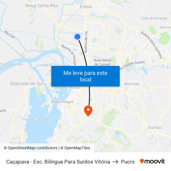 Caçapava - Esc. Bilíngue Para Surdos Vitória to Pucrs map