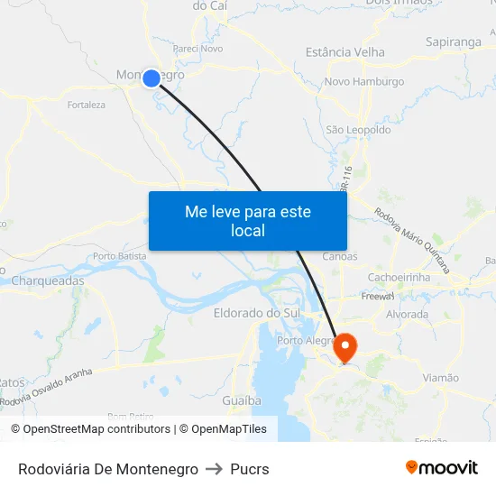 Rodoviária De Montenegro to Pucrs map
