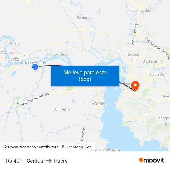 Rs-401 - Gerdau to Pucrs map
