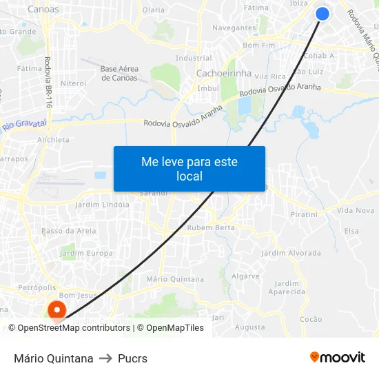 Mário Quintana to Pucrs map
